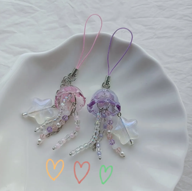 JELLY FISH STAR BEADED PHONE CHARM