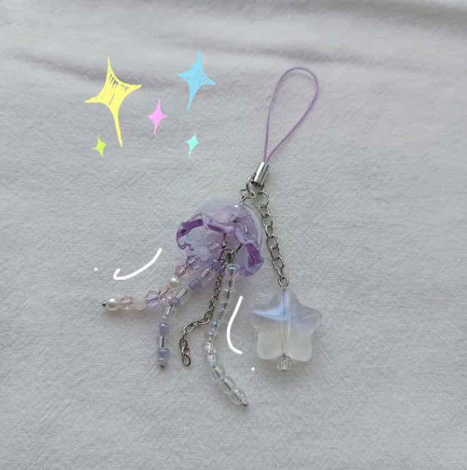 JELLY FISH STAR BEADED PHONE CHARM