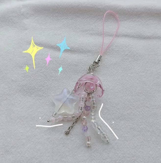 JELLY FISH STAR BEADED PHONE CHARM